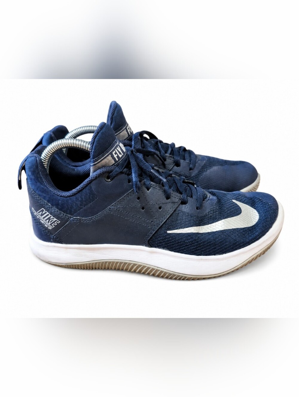 Nike Fly.By Mid 2 Basketball Shoes Men’s Size 8 Navy White Athletic Sneakers